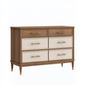 Cassettiera 120 x 45 x 100 cm in legno marrone e beige con 6 cassetti stile moderno