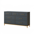 Cassettiera 160 x 45 x 90 cm in legno blu scuro con 7 cassetti stile moderno