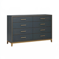 Cassettiera 160 x 45 x 100 cm in legno blu notte e oro - 8 cassetti stile moderno