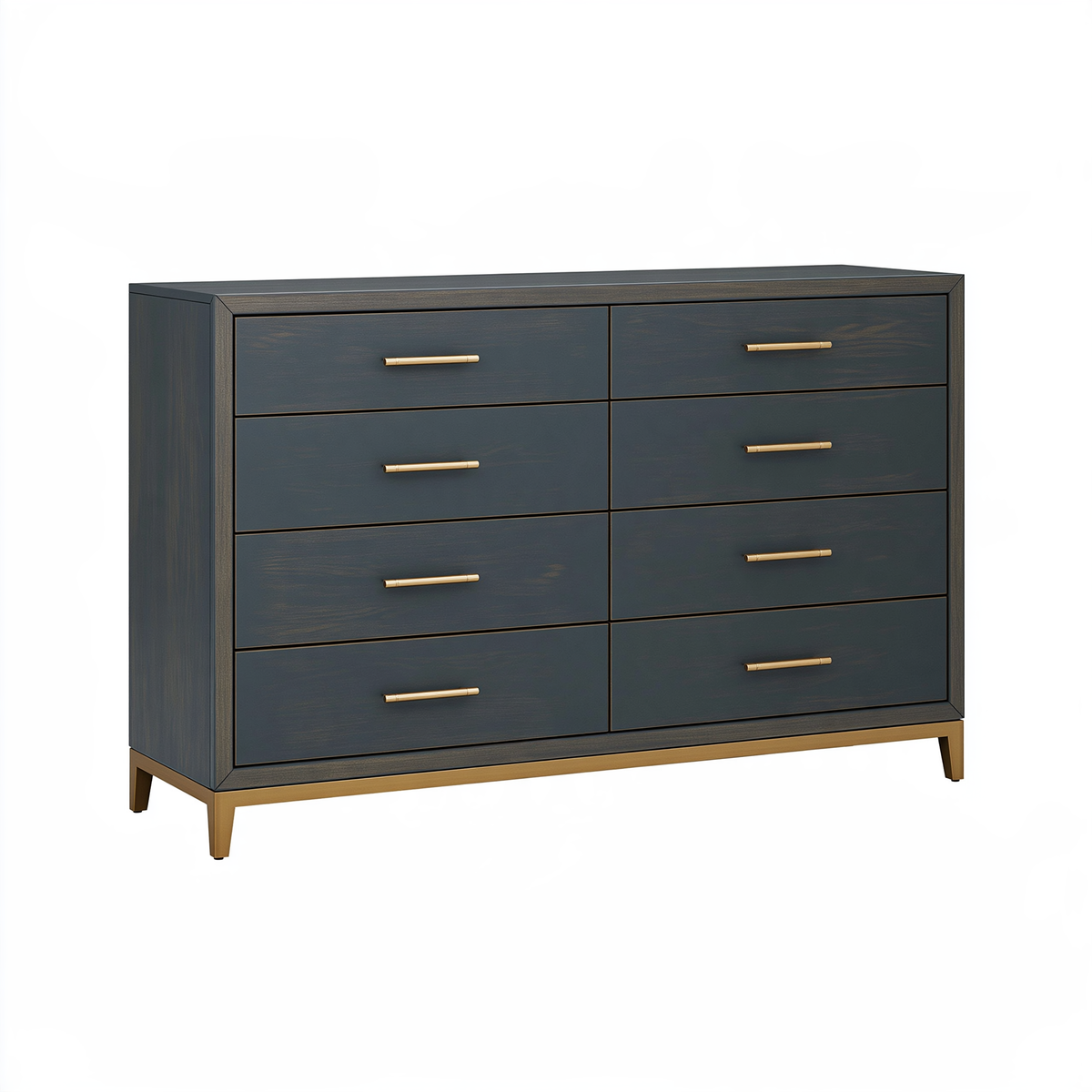 Cassettiera 160 x 45 x 100 cm in legno blu notte e oro - 8 cassetti stile moderno