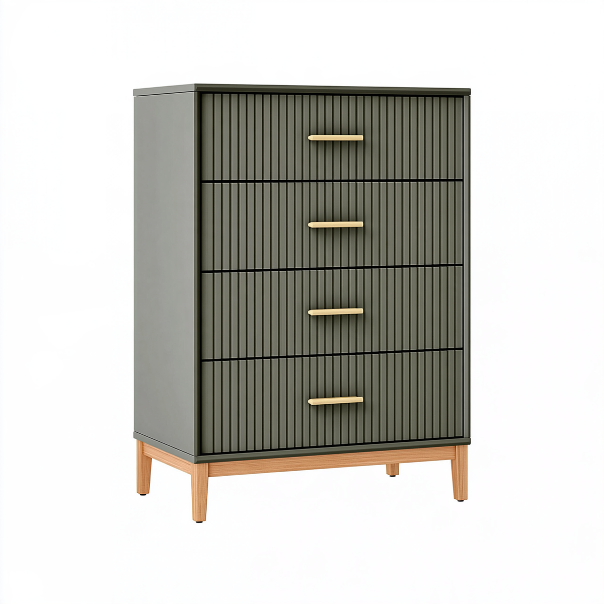 Cassettiera 80 x 40 x 150 cm verde scuro in legno con 4 cassetti stile moderno