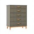 Cassettiera 80 x 45 x 150 cm in legno verde oliva con 5 cassetti stile contemporaneo