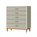 Cassettiera 80 x 40 x 120 cm in legno verde salvia con 5 cassetti stile moderno