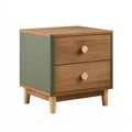 Comodino 45 x 40 x 60 cm in legno marrone e verde salvia - 2 cassetti stile nordico