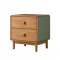 Comodino 50 x 40 x 60 cm in legno marrone e verde salvia - due cassetti stile moderno
