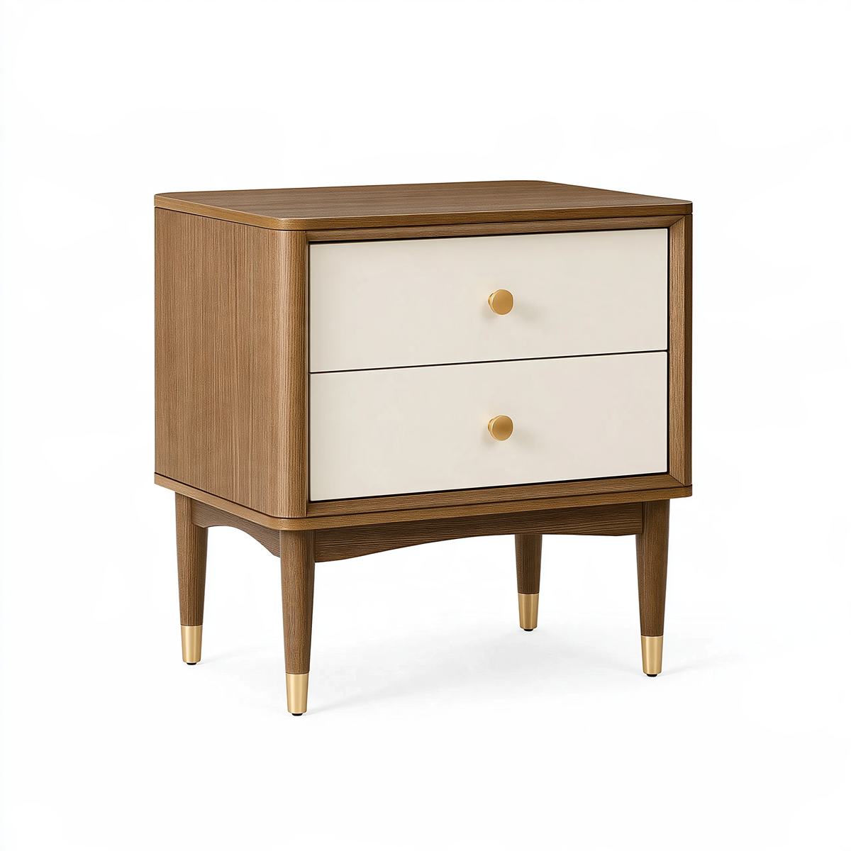 Comodino 50 x 40 x 60 cm in legno marrone e bianco con 2 cassetti stile moderno