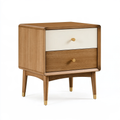 Comodino 45 x 40 x 60 cm in legno marrone e bianco con 2 cassetti stile moderno