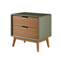 Comodino 55 x 40 x 60 cm in legno verde e marrone con 2 cassetti stile moderno