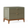 Comodino 60 x 40 x 60 cm in legno verde oliva con 2 cassetti stile moderno