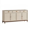 Credenza 160 cm in legno beige e noce - 3 cassetti 4 ante stile moderno
