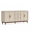 Credenza 180 x 45 x 90 cm effetto legno beige con 3 cassetti e 4 ante stile moderno