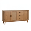 Credenza 160 x 40 x 85 cm in legno marrone con rattan - contenitore moderno