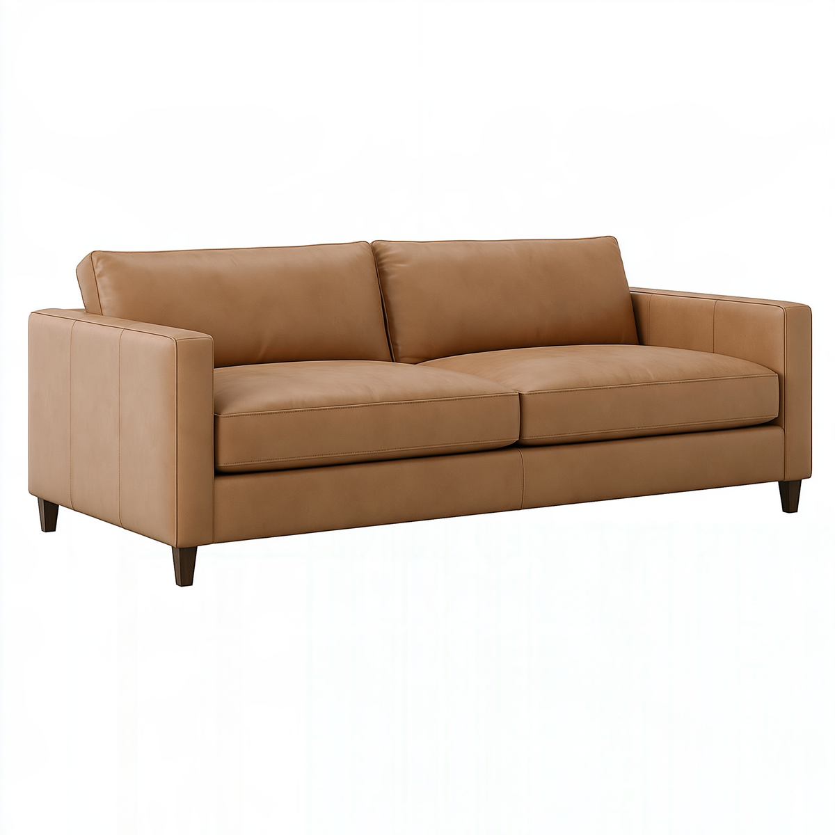 Divano 2 posti 180 x 90 x 85 cm in similpelle cammello stile moderno