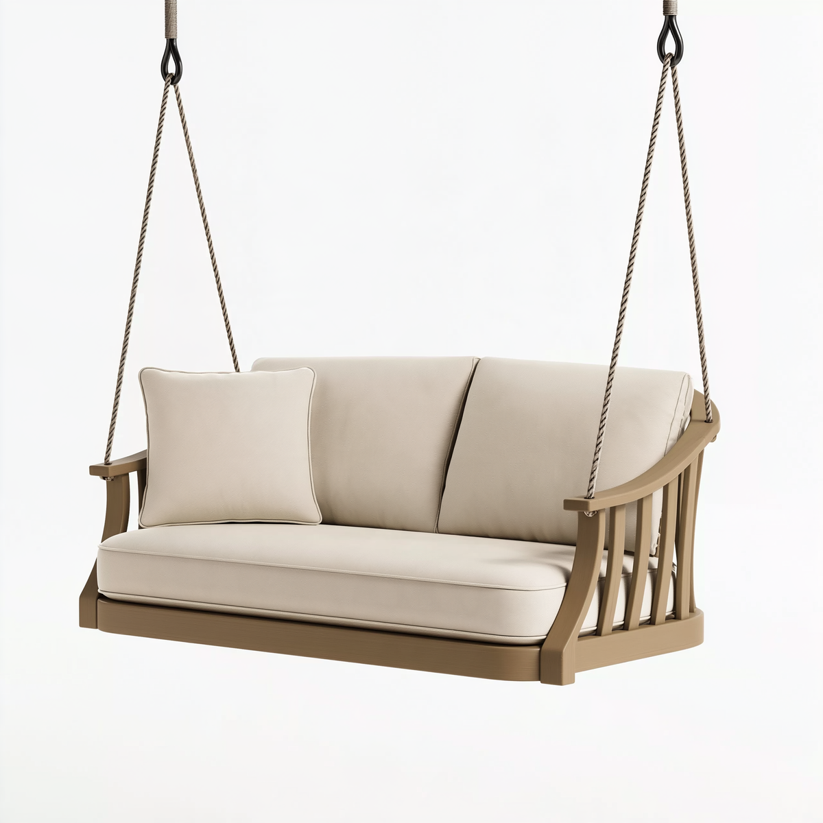 Dondolo da giardino 160 x 70 x 70 cm in legno beige con corde sospese per esterno coperto