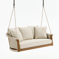 Divano sospeso 150 x 80 x 70 cm in legno beige con corde per terrazza
