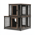 Gabbia per gatti 120 x 60 x 150 cm in legno e rete metallica marrone/nero a due livelli