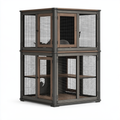 Gabbia per gatti 120 x 60 x 180 cm in legno e metallo marrone/nero a due livelli stile industriale